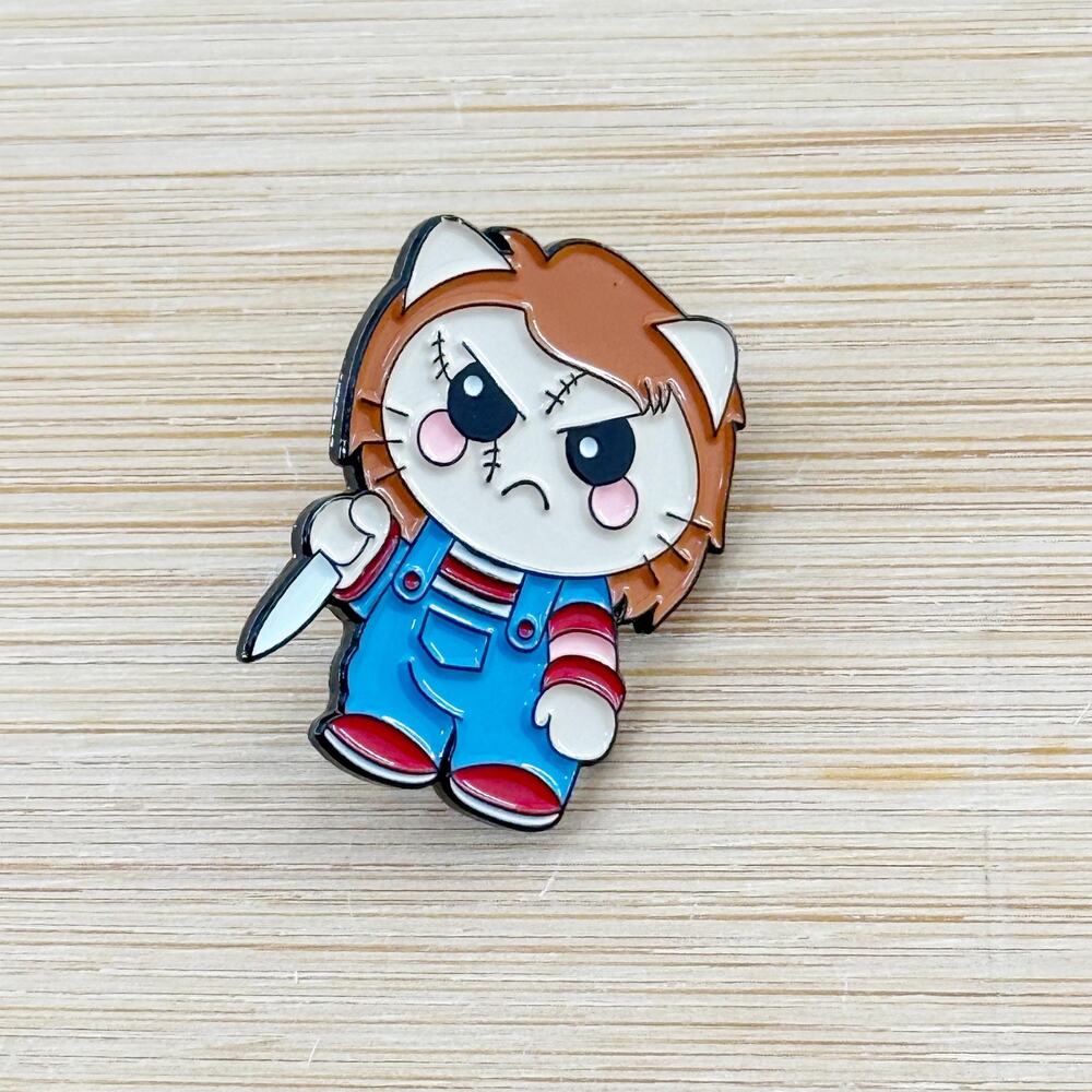 Chucky Cat Soft Enamel Pin, Horror Movie Pin, Nostalgia Collectible Pin, Retro